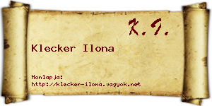 Klecker Ilona névjegykártya